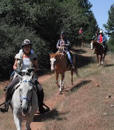 women on trail